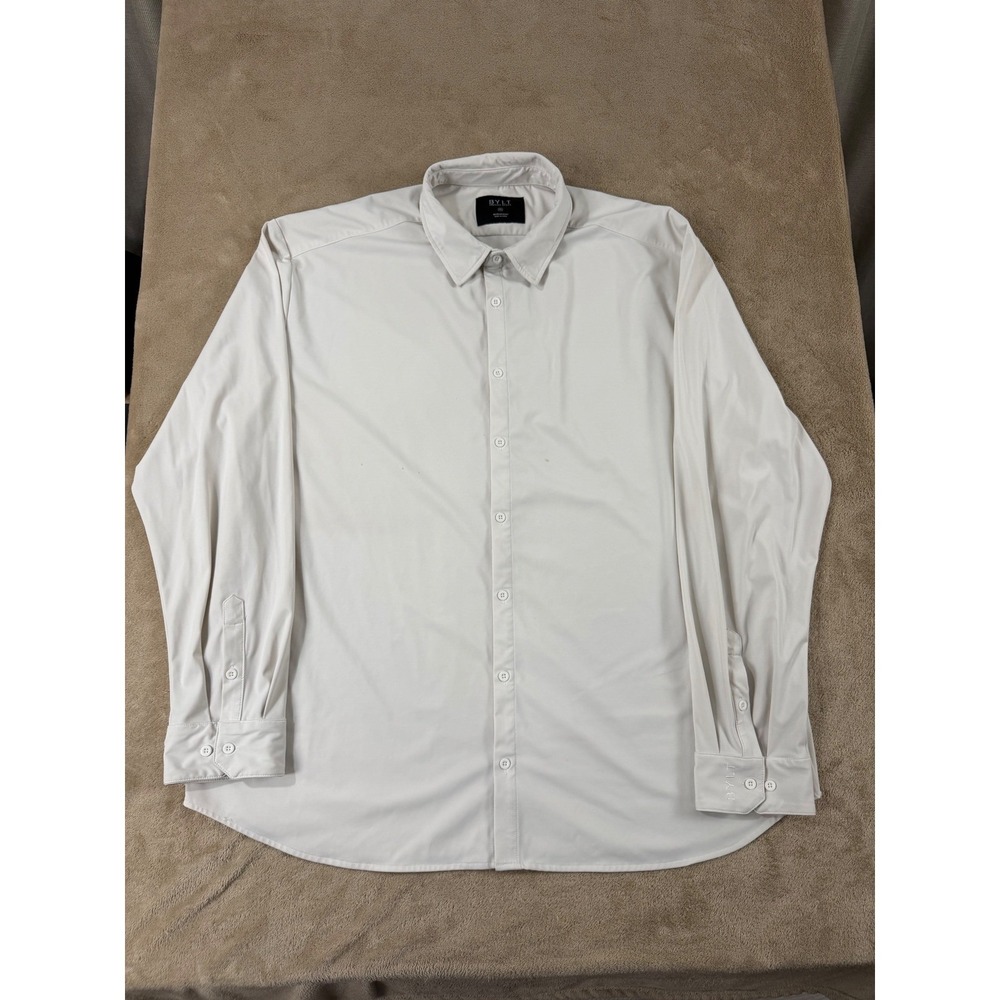 BYLT Premium Basic Shirt Men's Size 3XL white Tan Long Sleeve